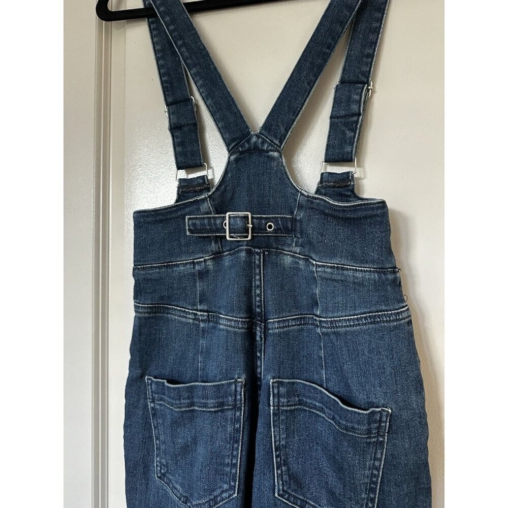 Anthropologie Pilcro Demilune Ski Suit Denim Jumpsuit Flare Dark Wash Size 25 - Picture 5 of 10
